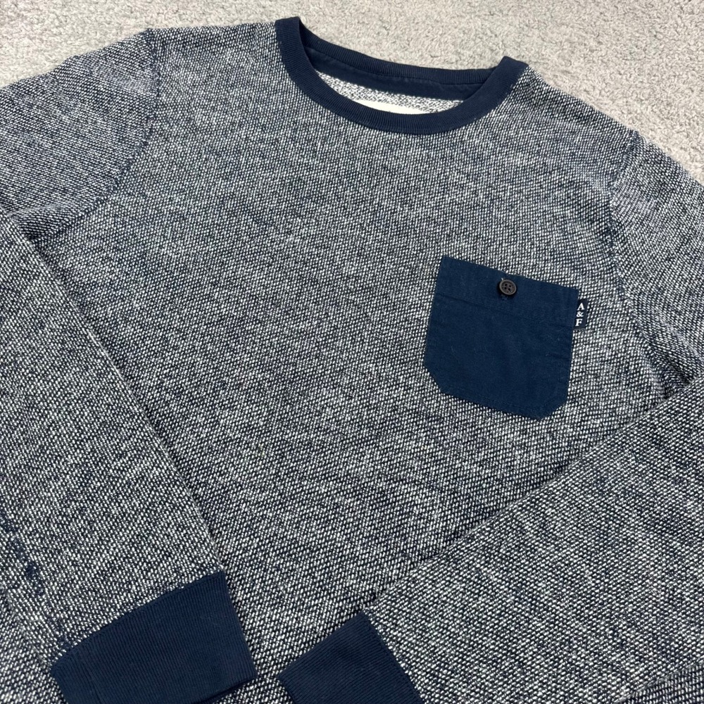 Abercrombie & Fitch Mens XXL Navy Marled Textured Crewneck Pocket Sweater